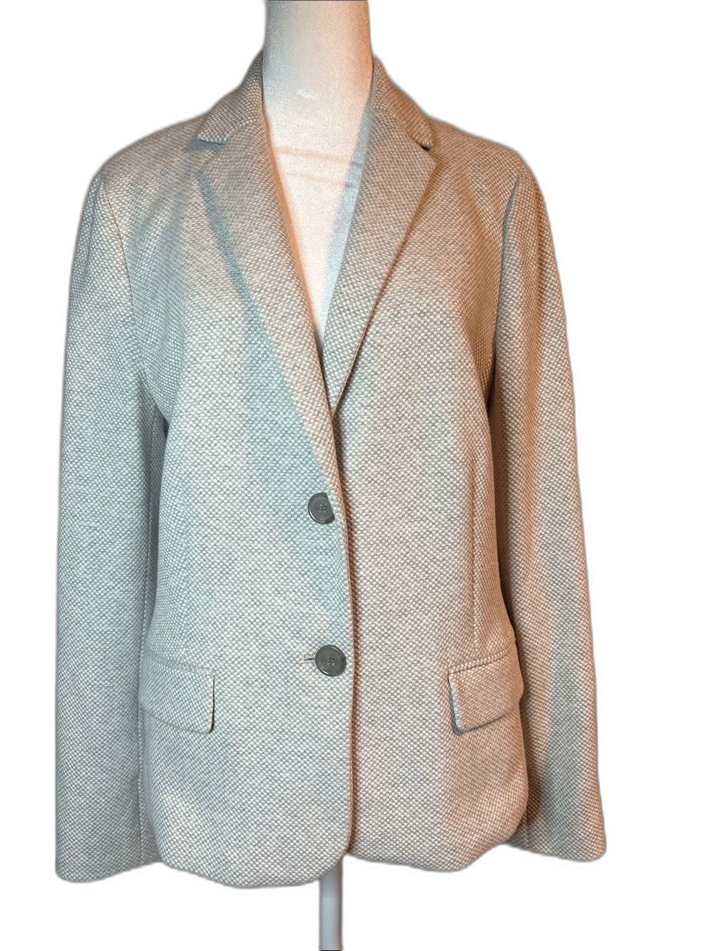 Talbots Women's Textured Two-Button Blazer - Light Gray Size 12